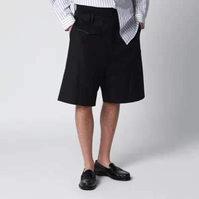 Namacheko Black Cotton Bermuda Shorts In Animal Print
