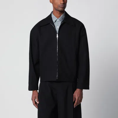 Namacheko Zipped Cotton Overshirt With Dropped Shoulders In Black