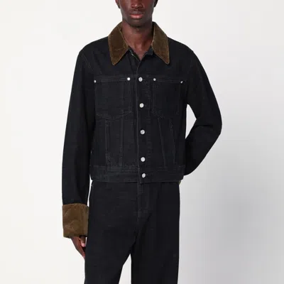 NAMACHEKO NAMACHEKO BLACK DENIM JACKET WITH VELVET TRIM