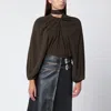 Namacheko Black Draped Silk Top In Brown