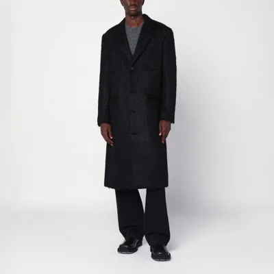 NAMACHEKO NAMACHEKO BLACK SINGLE-BREASTED WOOL COAT