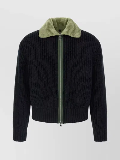 NAMACHEKO CARDIGAN WITH CONTRAST COLLAR AND LONG SLEEVES