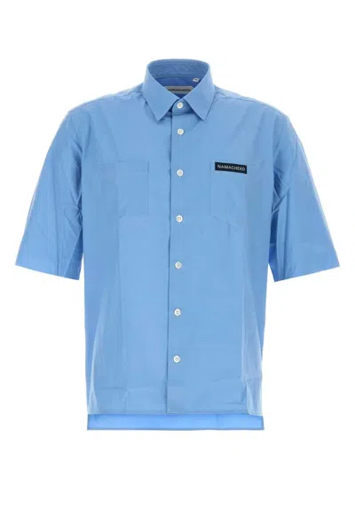 Namacheko Cerulean Blue Poplin Guardia Shirt In Animal Print