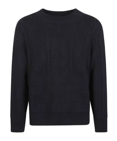 Namacheko Osterly Leather Elbow Patch Sweater In Black