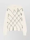 Namacheko Crewneck Sweater With Cut-out Diamond Pattern In White