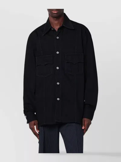 NAMACHEKO DENIM SHIRT JACKET FEATURING CHEST POCKETS