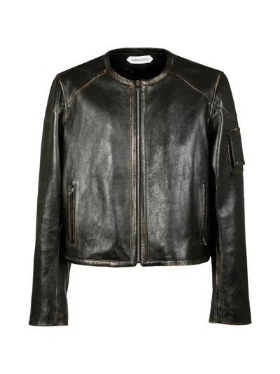 Namacheko Distressed-effect Leather Jacket In Brown