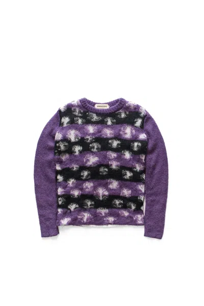 Namacheko Double Layer Intarsia Crewneck Sweater Purple
