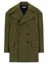 Namacheko Double-breasted Coat Featuring Structured Shoulders In Green