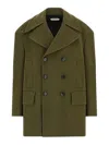 Namacheko Double-breasted Coat Featuring Structured Shoulders In Green