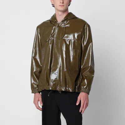 Namacheko Forest Green Brigham Lambskin Leather Jacket With Glossy Finish