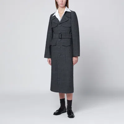 Namacheko Grey Wool Coat With Belt In Black