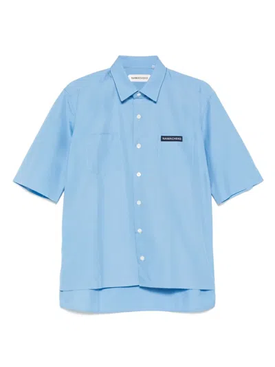 Namacheko Front Button Fastening Mini Shirt With Chest Pockets And Side Slits In Blue