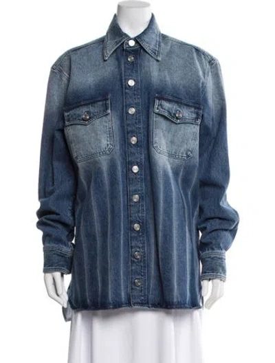 Pre-owned Namacheko Hank Denim Shirt Tie-dye Print Denim Shirt W/ Tags In Blue