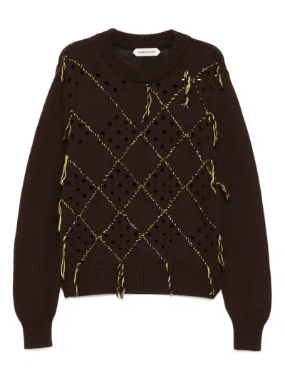 Namacheko Intarsia Quilt Crew-neck Jumper In Brown