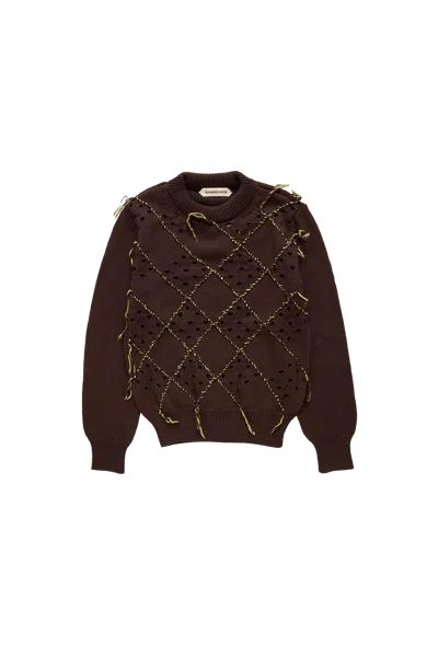 NAMACHEKO NAMACHEKO INTARSIA QUILT CREWNECK BROWN