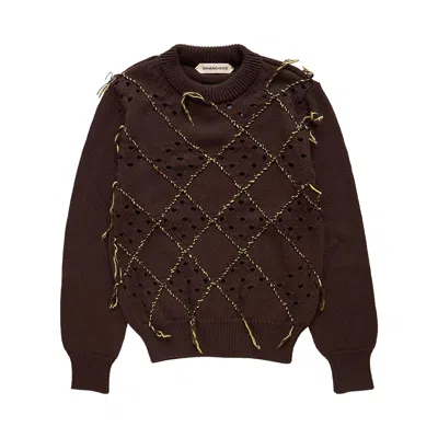 Pre-owned Namacheko Intarsia Quilt Crewneck 'brown' | Men's Size S