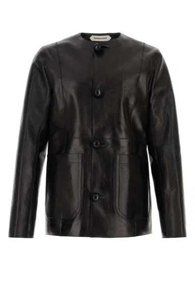Namacheko Leather Jacket With Long Sleeves And Front Pockets In Black