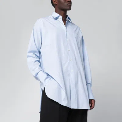 Namacheko Light Blue Striped Cotton Shirt In Black