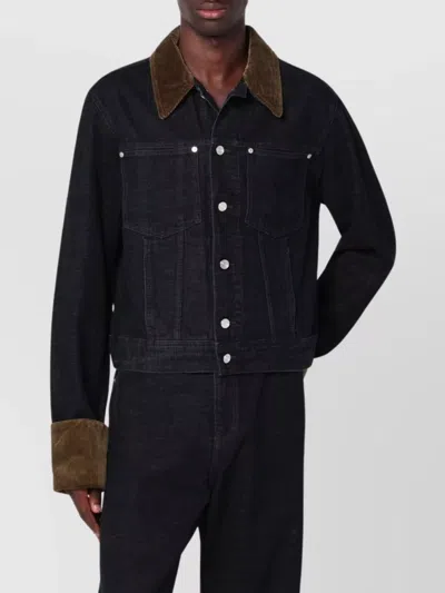 Namacheko Long Sleeve Denim Jacket With Velvet Trim In Multi