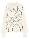 Namacheko Crewneck Sweater With Cut-out Diamond Pattern In White