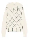 Namacheko Crewneck Sweater With Cut-out Diamond Pattern In White