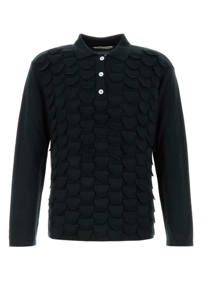Namacheko Midnight Blue Wool Polo Shirt In Black