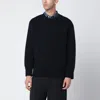 Namacheko Wool Crew Neck Sweater With Elbow Patches In Blue