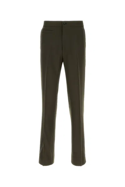 NAMACHEKO PANTALONE IN LANA VERDE OLIVA  UOMO