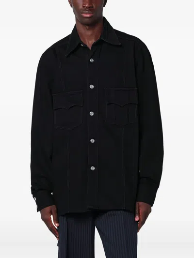 Namacheko Denim Shirt Jacket Featuring Chest Pockets In Black
