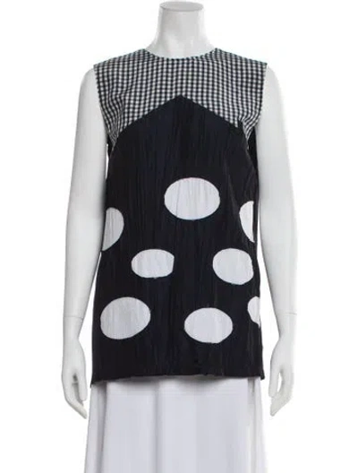 Pre-owned Namacheko Polka Dot Print Crew Neck Top W/ Tags In Blue