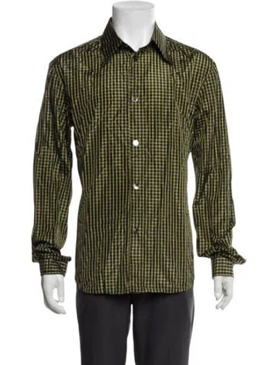 Pre-owned Namacheko Silk Plaid Print Shirt In Green