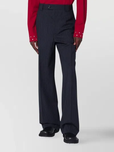 Namacheko Striped Wool Trousers With Wide Leg Design In Black