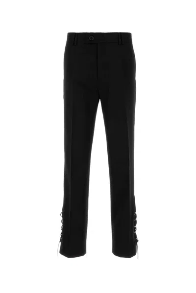 Namacheko Wool Trousers Featuring Lace-up Detail In Black