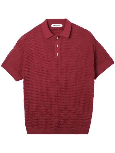 Namacheko Taske Scale Short Sleeve Polo Tops Burgundy In Red