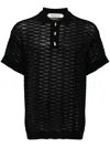 Namacheko Textured Finish Sheer Polo Shirt In Schwarz