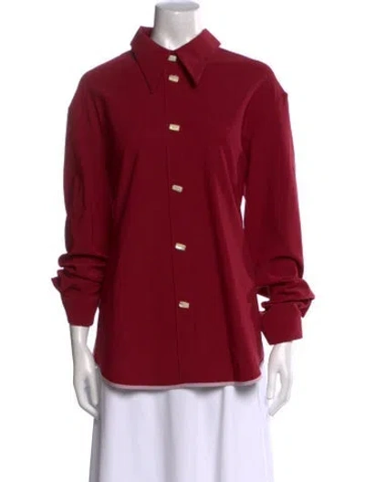 Pre-owned Namacheko Three-quarter Sleeve Button-up Top In Red