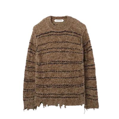 Namacheko Viskan Striped Crewneck Sweater Green In Brown