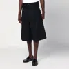 Namacheko Wide-leg Dark Navy Blue Cotton Bermuda Shorts In Black