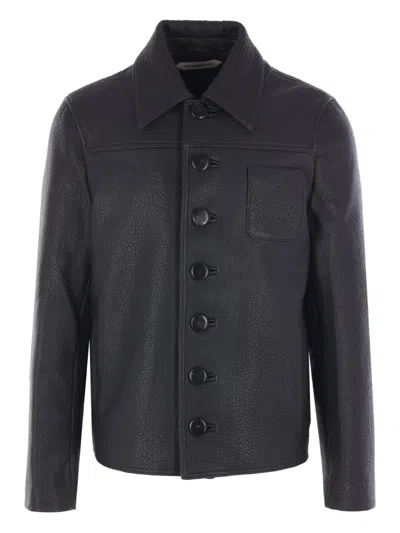 Namacheko Long-sleeved Leather Jacket In Gray