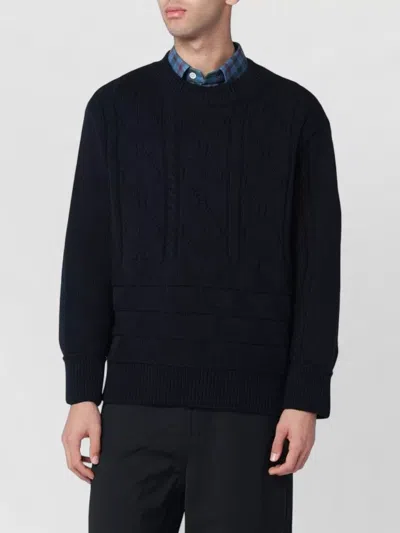 NAMACHEKO WOOL CREW NECK SWEATER WITH ELBOW PATCHES