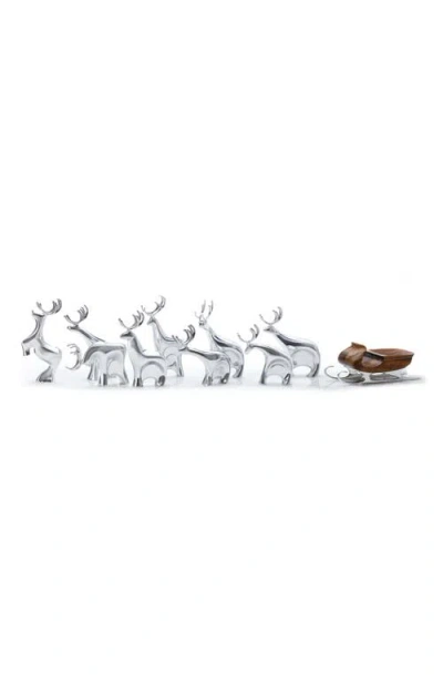 Nambe Nambé 10-piece Miniature Reindeer Set In Silver