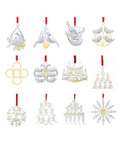 Nambe 12 Days Of Christmas Ornaments Set In Silver