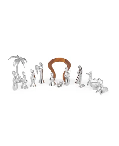 Nambe Nambé 14 Piece Mini Holiday Nativity Set In Silver-tone
