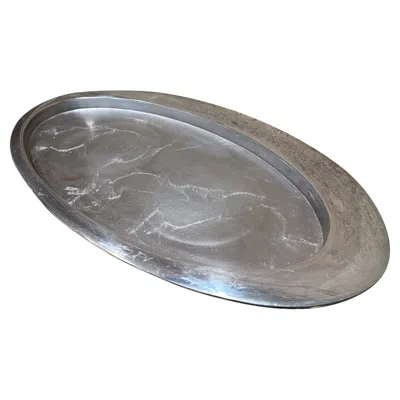 Pre-owned Nambe 2000s Nambé Modernist Oval Platter Tray Aaron Johnson In Gray