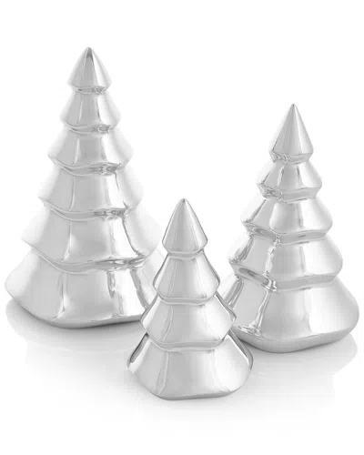 Nambe 3pc Mini Alloy Christmas Tree Set In White
