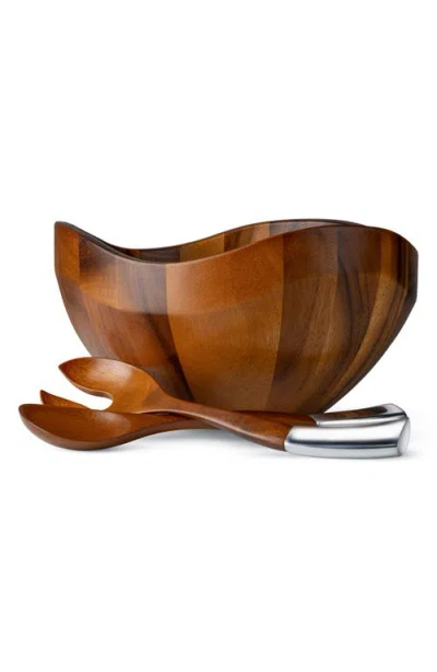 Nambe Nambé Billow Salad Bowl & Servers Set In Brown