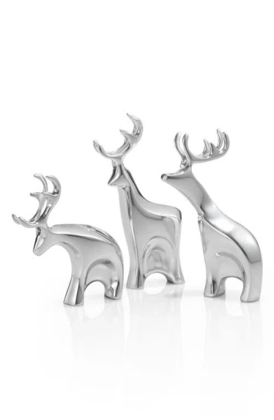 Nambe Nambé Blitzen Set Of 3 Reindeer Figurines In Silver