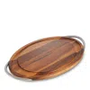 Nambe Braid Carving Board With Handles In Brown