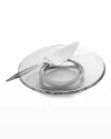 Nambe 2-pc. Braid Glass Cake Plate & Server Set In Silver And Clear